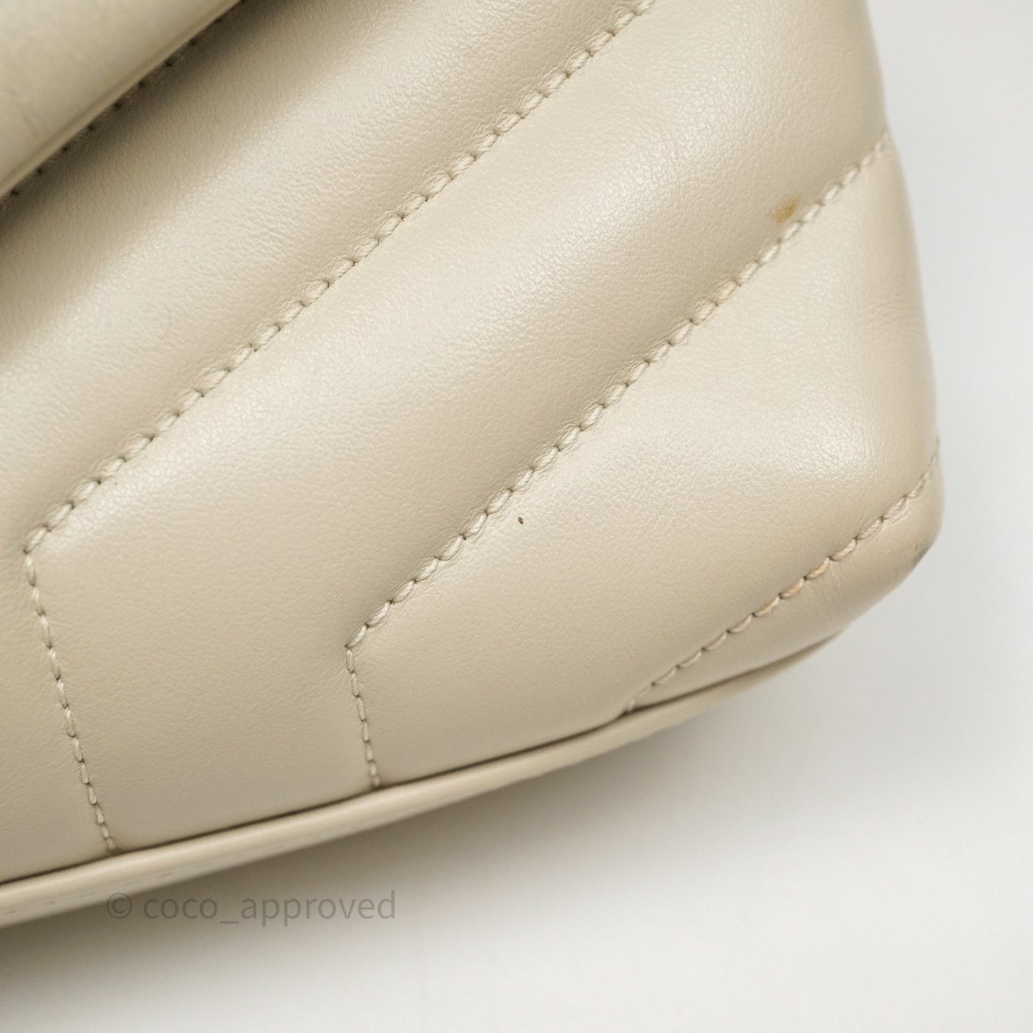 Saint Laurent Small Loulou Flap Bag Beige Calfskin Gold Hardware