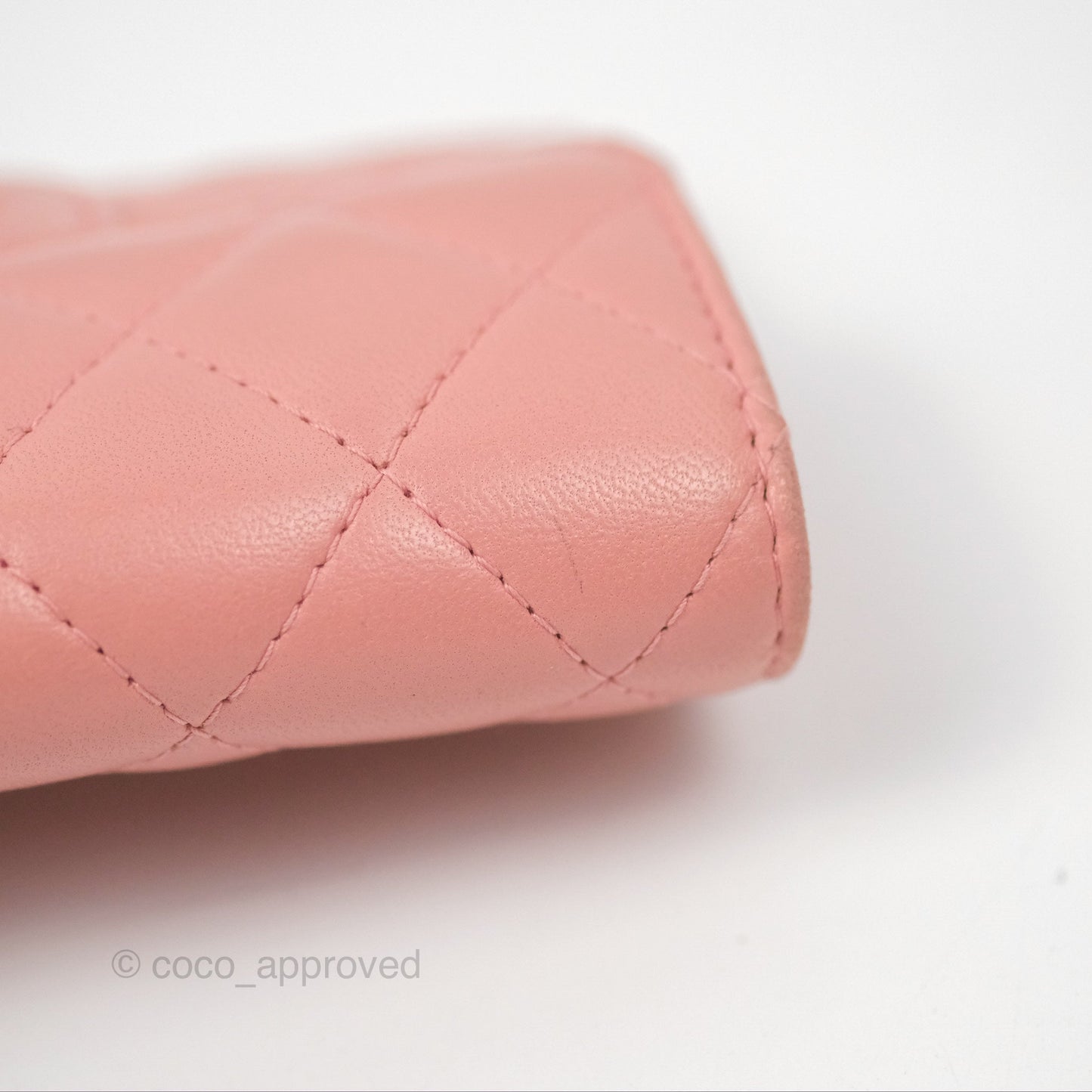 Chanel Quilted Flap Card Holder Pink Lambskin Gold Hardware