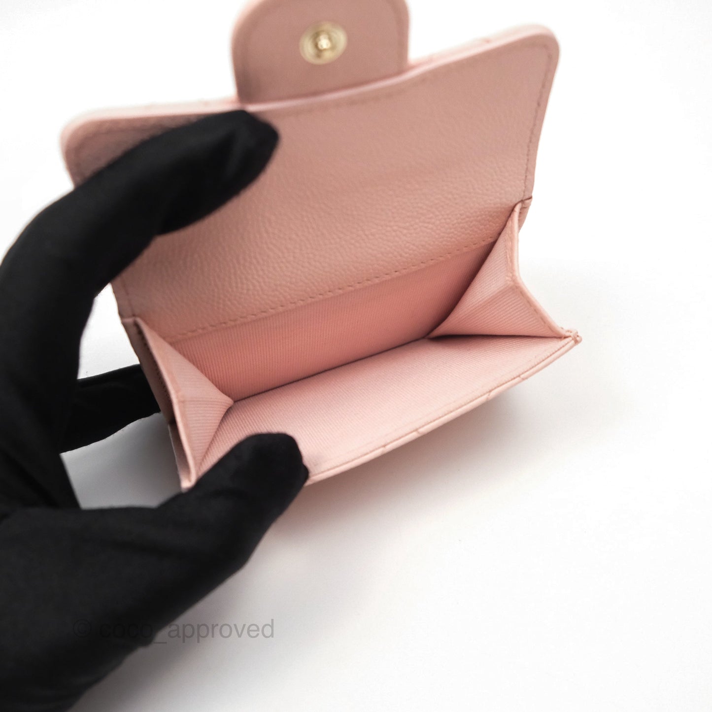 Chanel Quilted Small Classic Flap Trifold Wallet Pink Caviar Gold Hardware