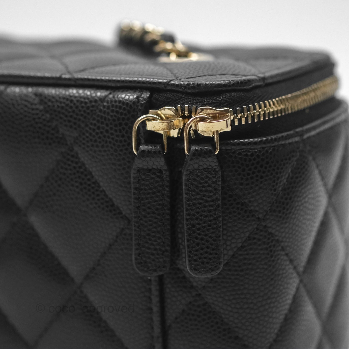 Chanel Vanity Rectangular With Chain Black Caviar Gold Hardware