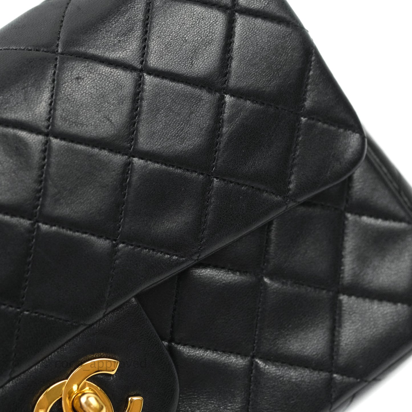Chanel Vintage S/M Lambskin Small Double Flap Bag Black 24K Gold Hardware