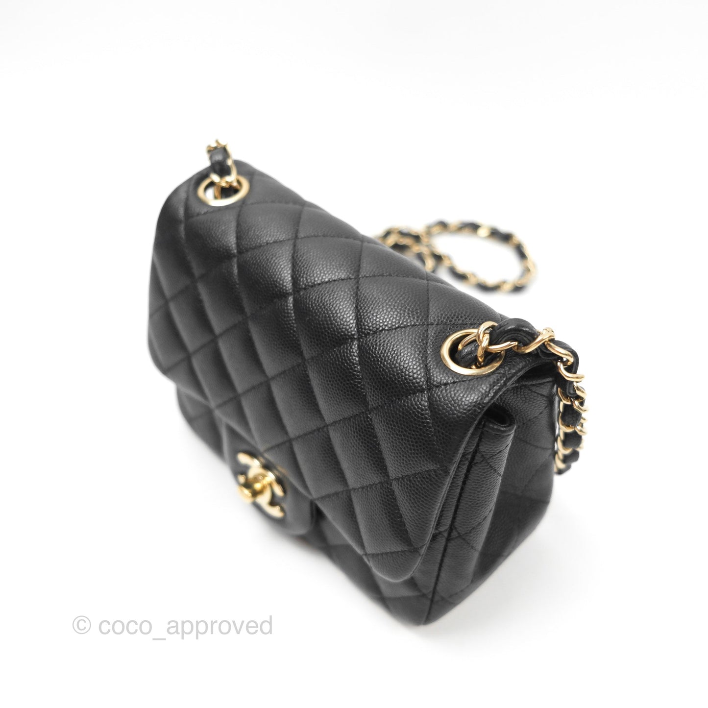Chanel Quilted Mini Square Flap Black Caviar Gold Hardware