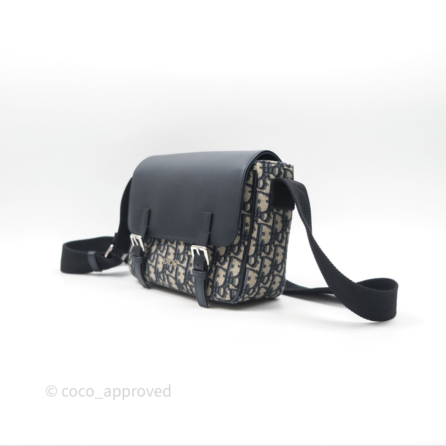 Christian Dior Messenger Bag Smooth Calfskin Blue Dior Oblique Jacquard