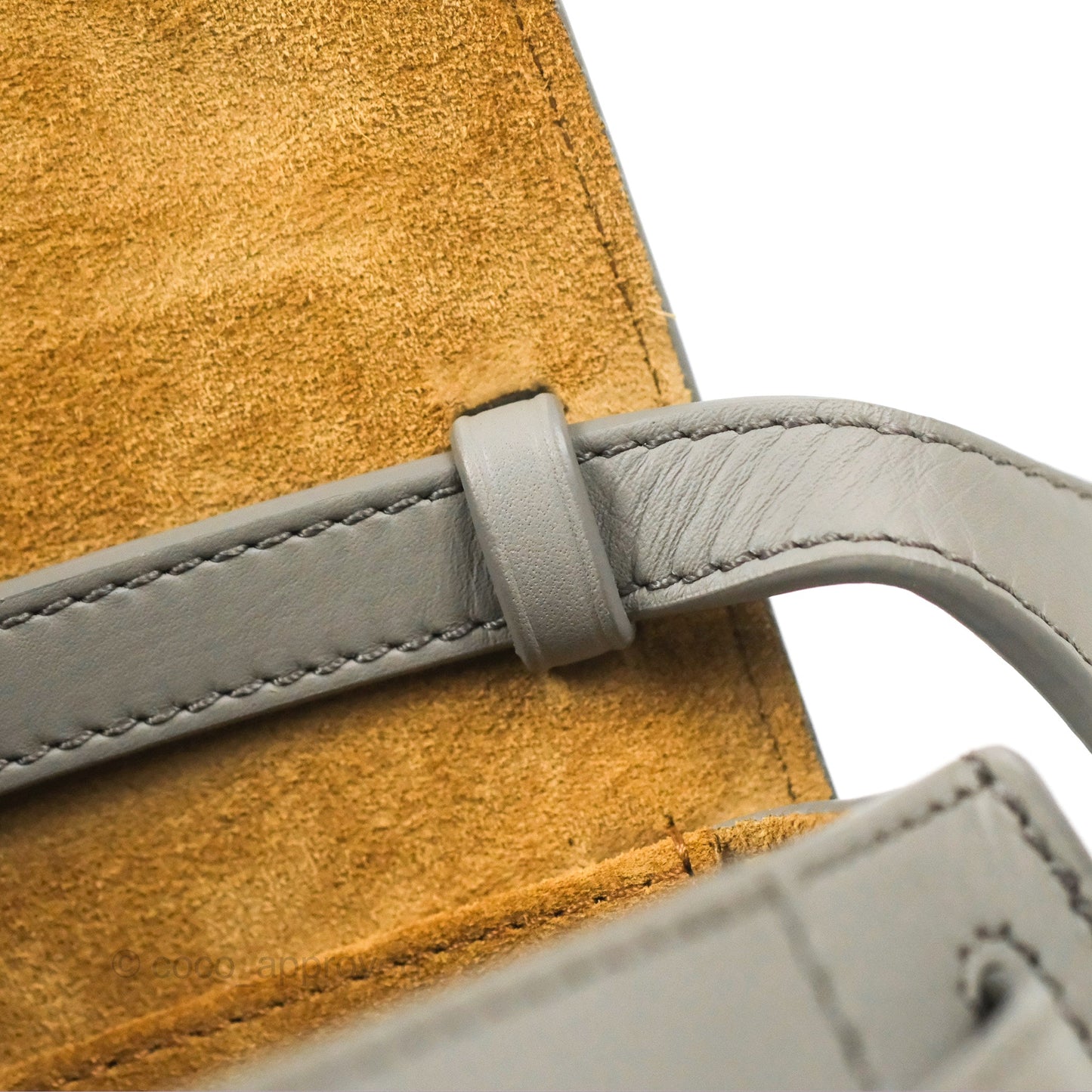 Loewe Mini Gate Dual Bag in Soft Calfskin & Jacquard Strap Light Grey