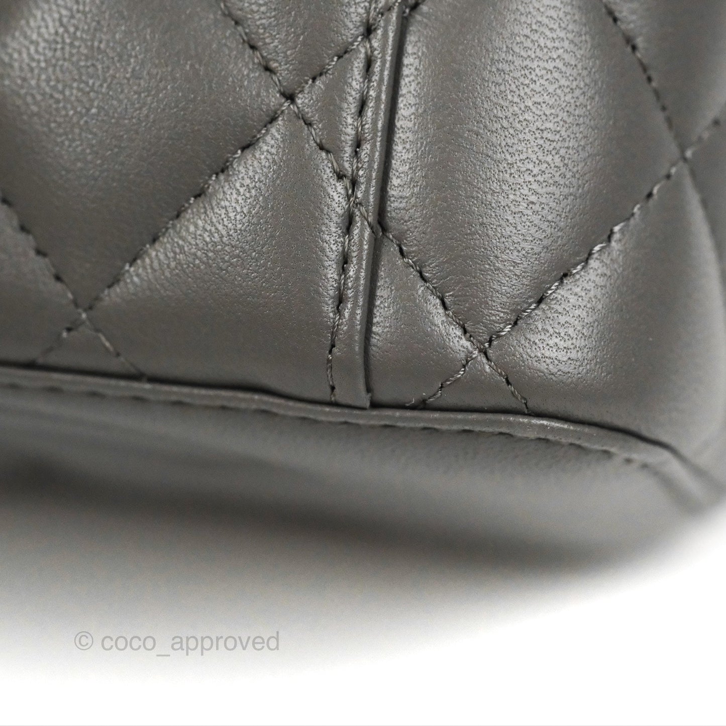 Chanel Vanity Rectangular Top Handle Grey Lambskin Gold Hardware