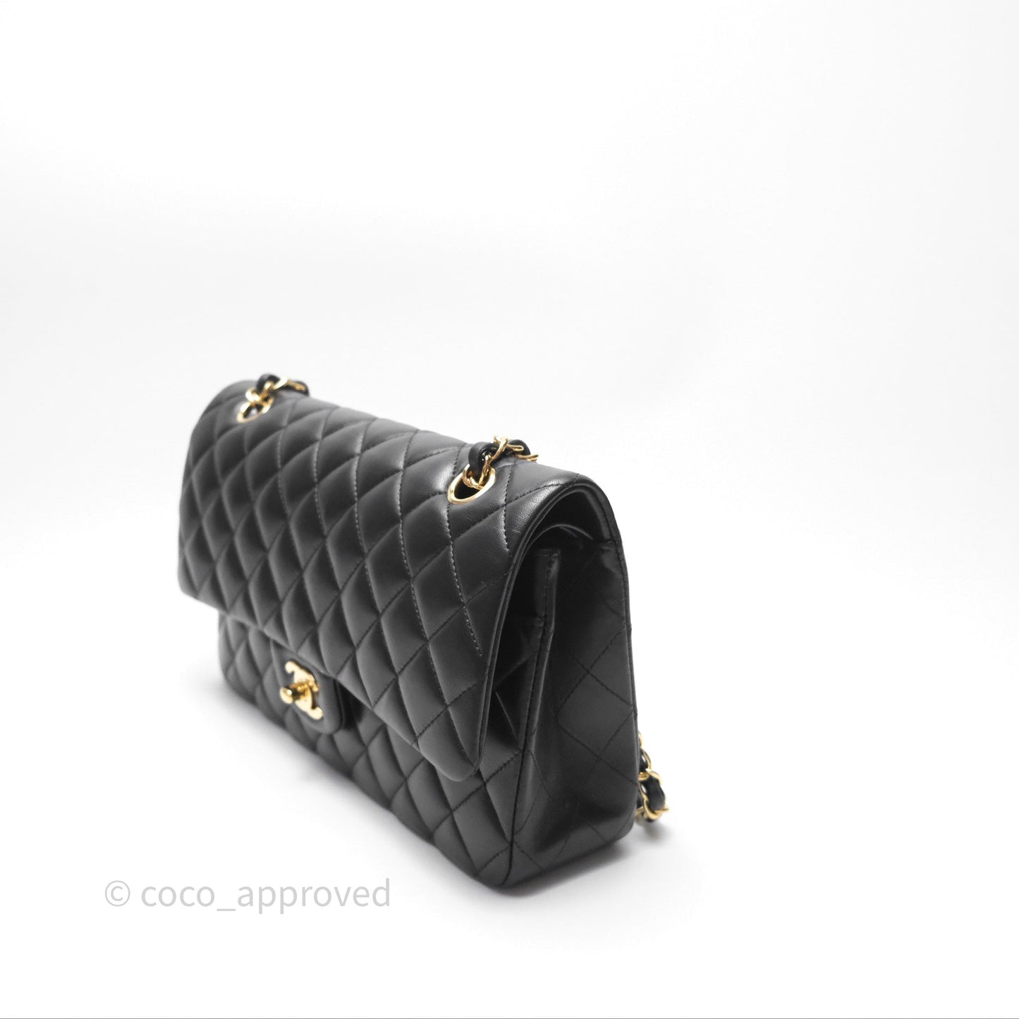 Chanel Classic M/L Medium Flap Quilted Black Lambskin Gold Hardware