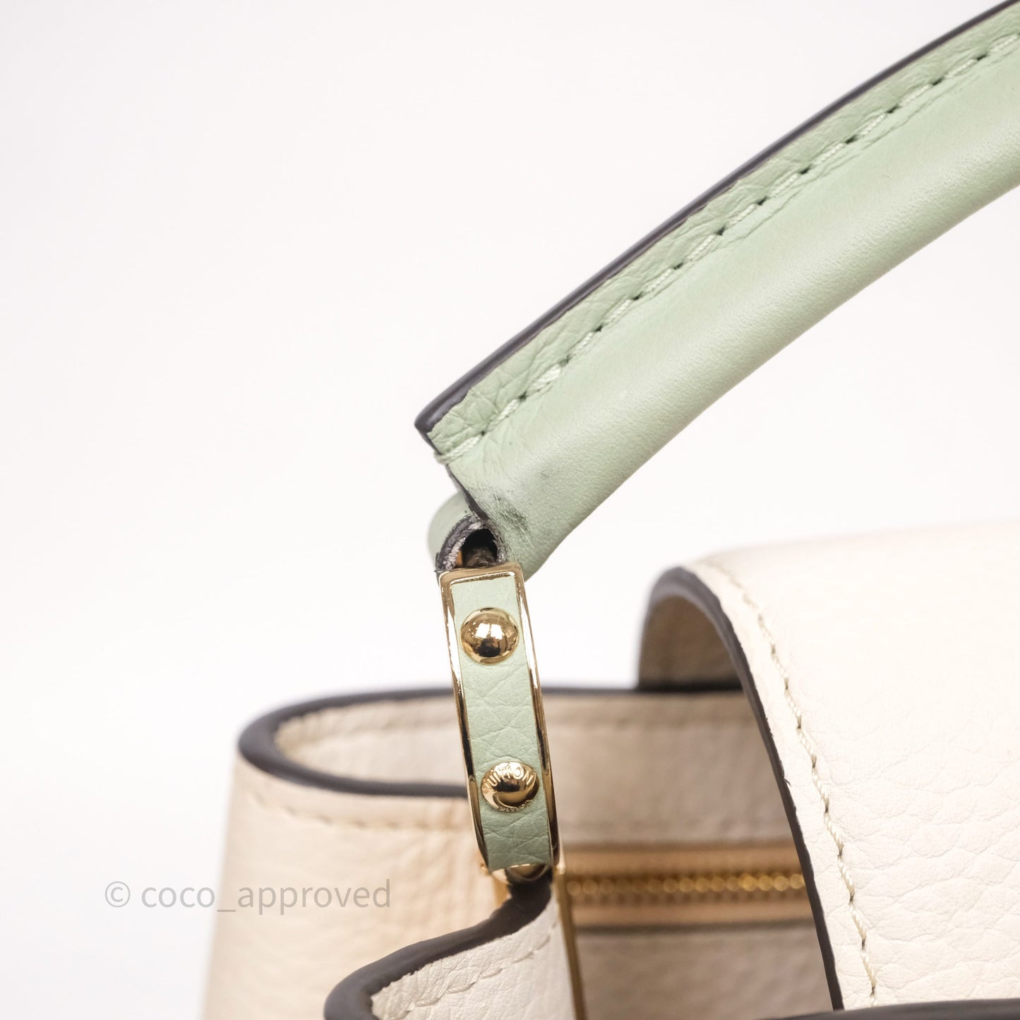 Louis Vuitton Capucines BB Creme Rose Jade Taurillon Leather Gold Hardware