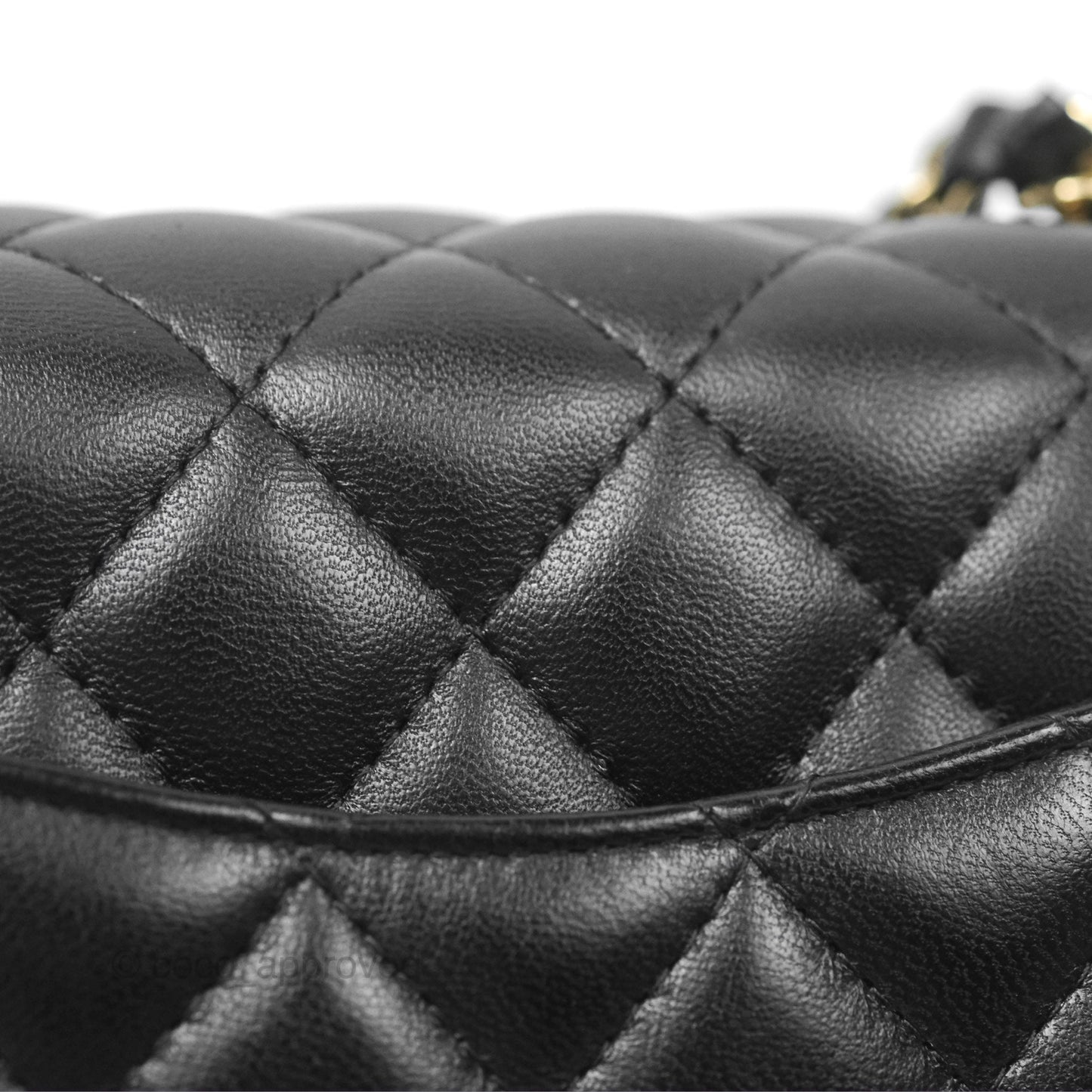 Chanel Mini Square Flap Bag Quilted Black Lambskin Gold Hardware