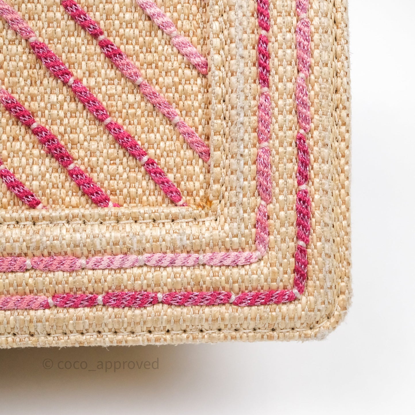 Chanel Small Boy Chevron Raffia Metallic Pink Aged Gold Hardware
