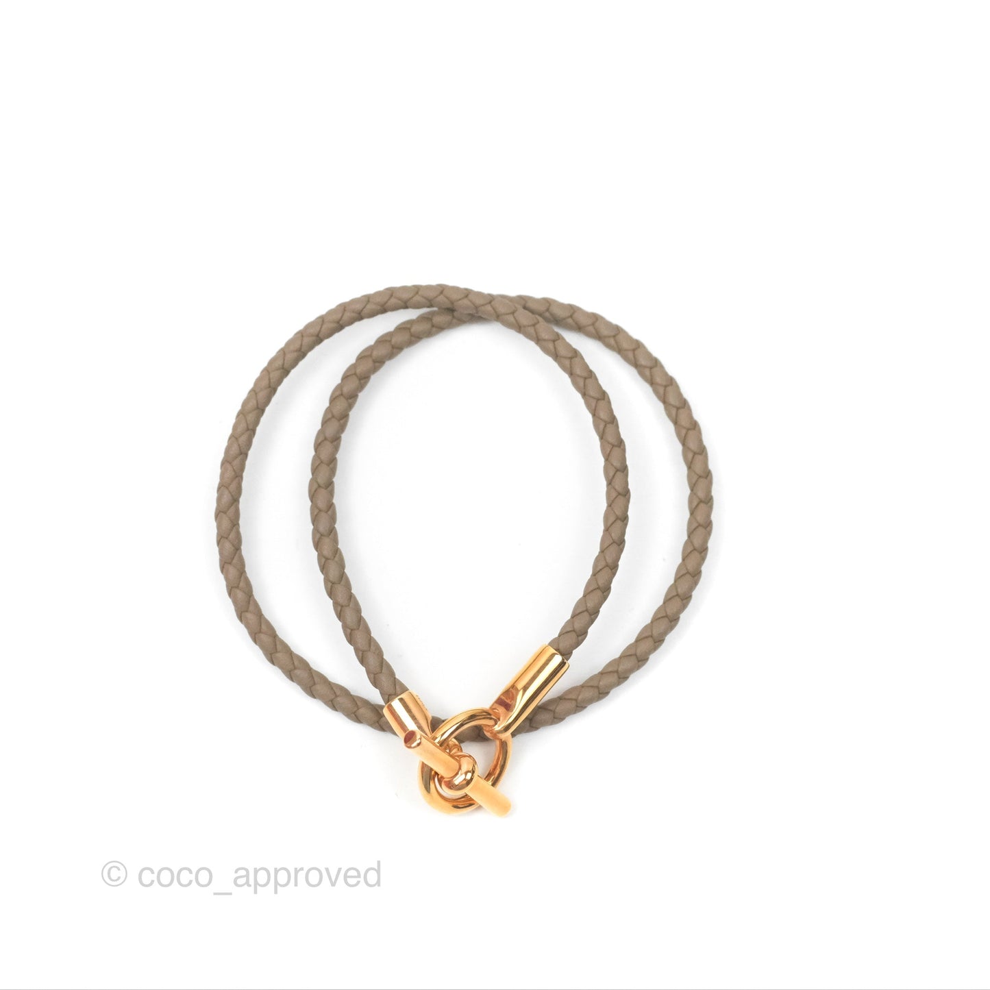 Hermès Glenan Double Tour Bracelet Étoupe Rose Gold Hardware