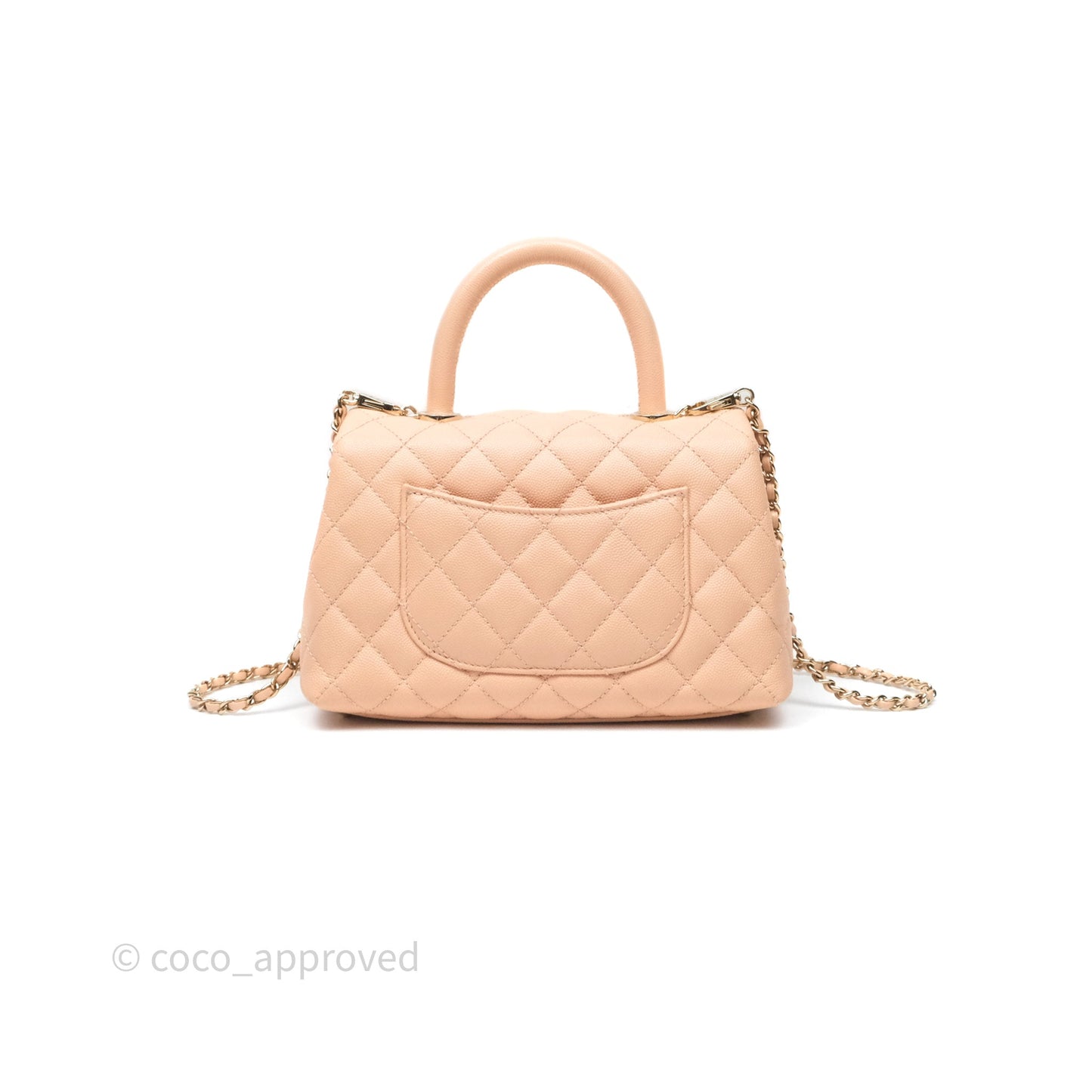 Chanel Small Coco Handle Quilted Pink Beige Caviar Gold Hardware