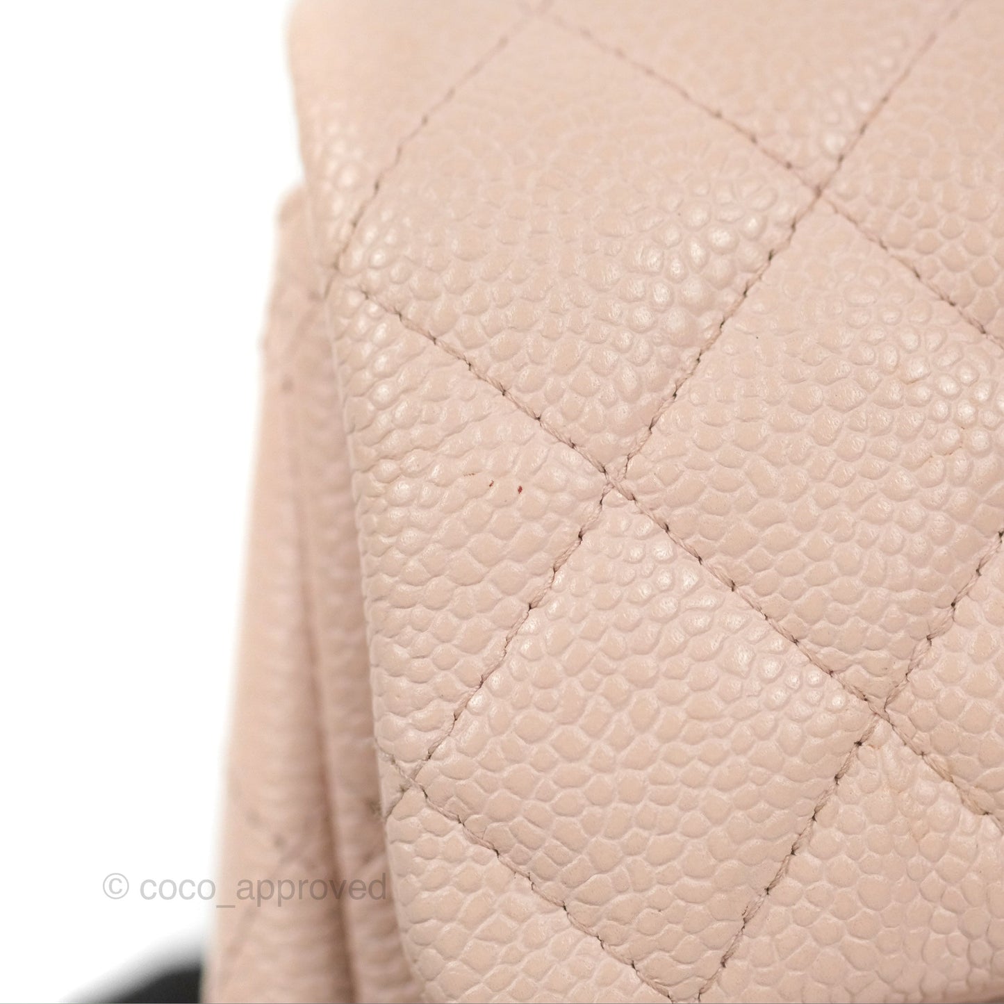 Chanel Quilted Mini Square Flap Pale Pink Caviar Ruthenium Hardware