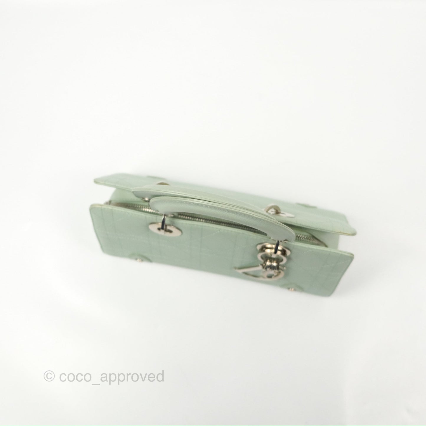 Dior East West Lady Dior Mint Green Calfskin Silver Hardware