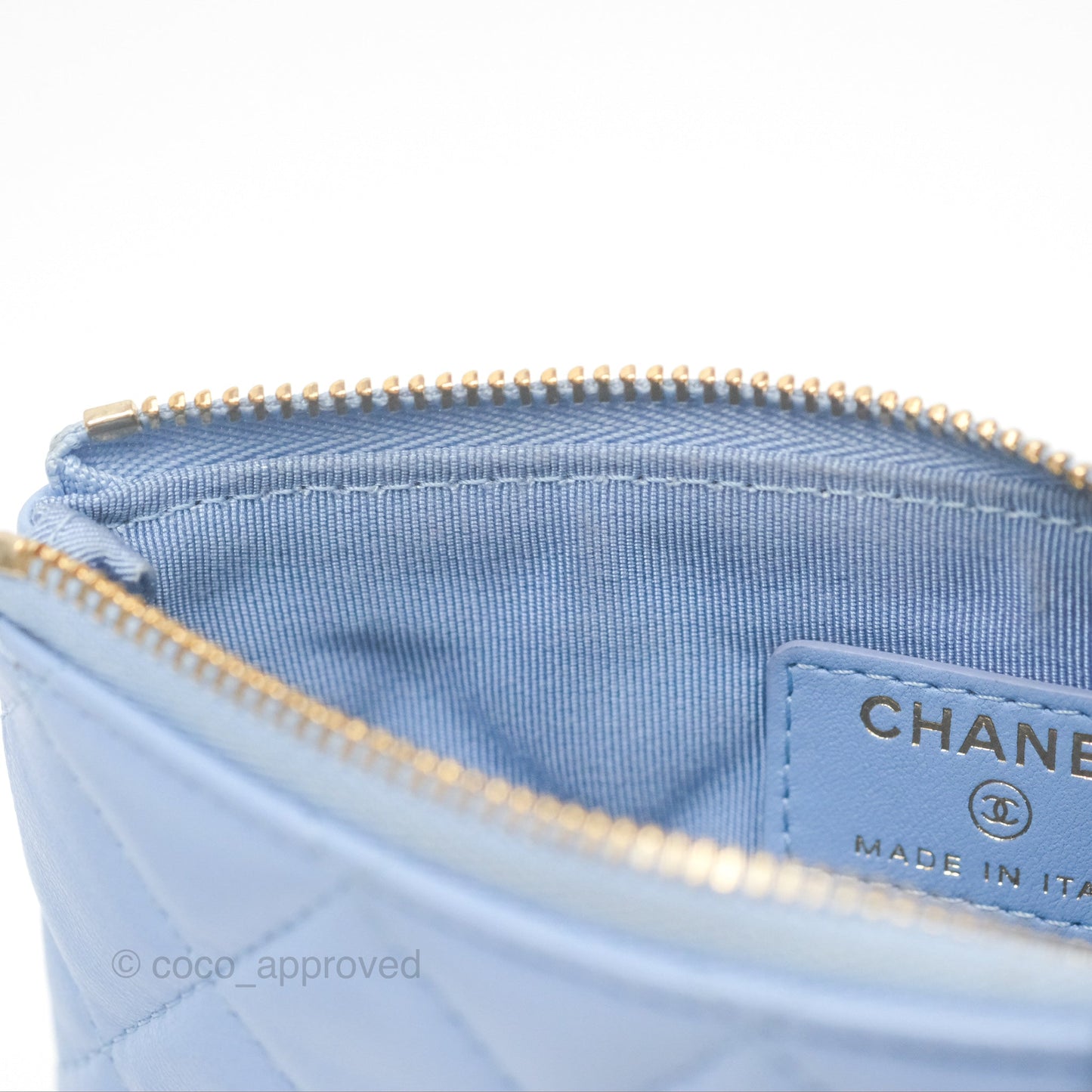 Chanel Quilted Mini O Case Blue Lambskin Gold Hardware