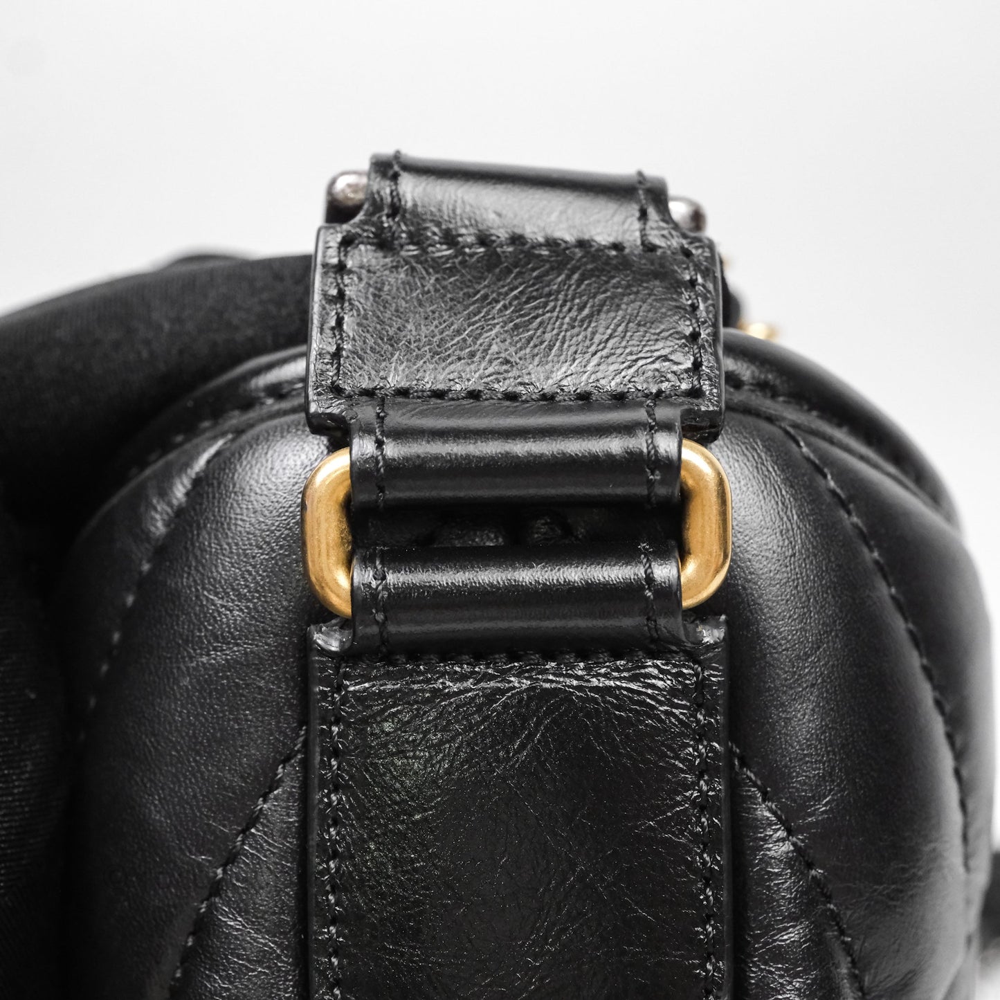 Chanel Small Gabrielle Hobo Chevron Black Aged Calfskin