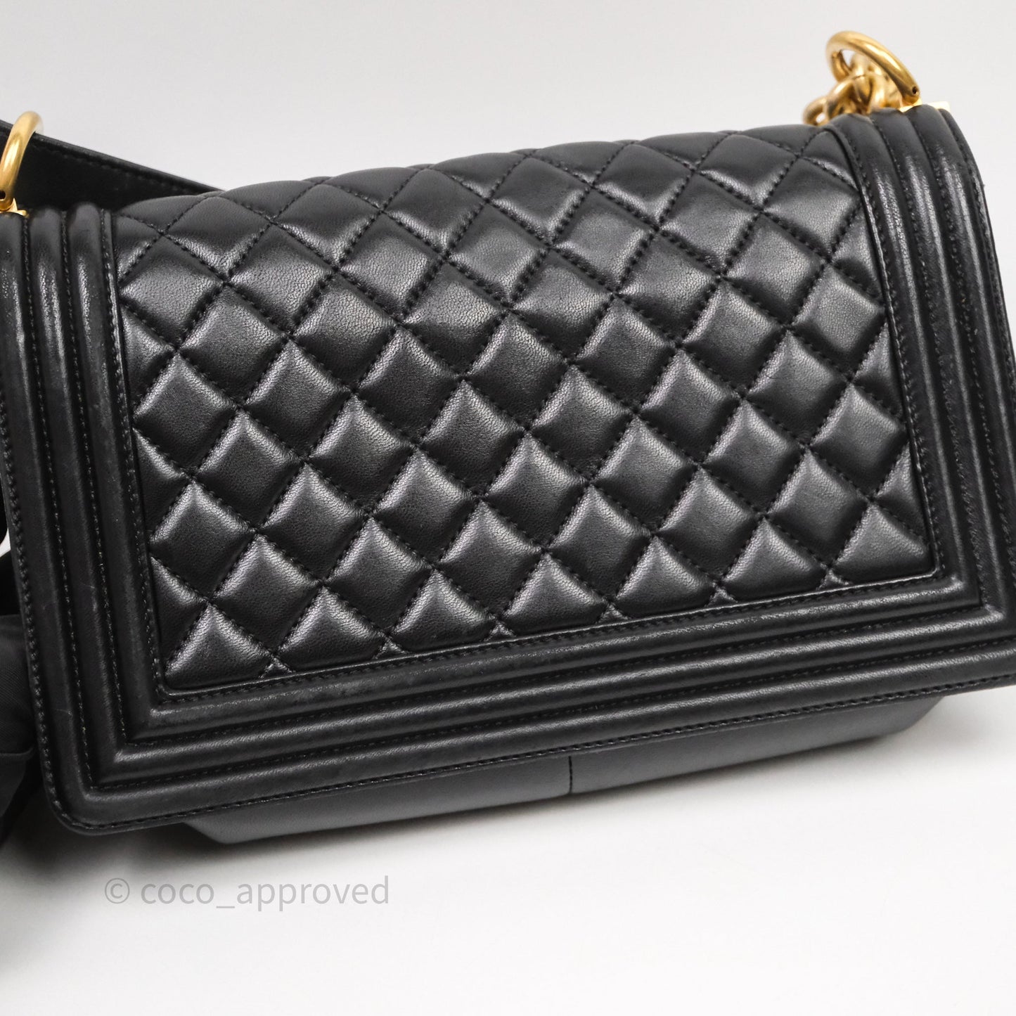 Chanel Medium Boy Quilted Black Lambskin Aged Gold Hardware