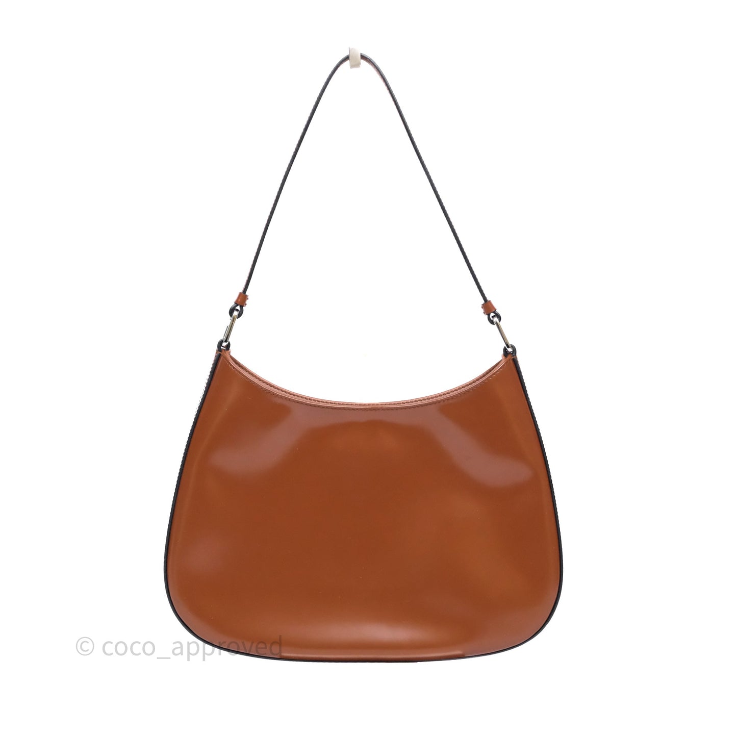 Prada Cleo Brushed Leather Shoulder Bag Brown