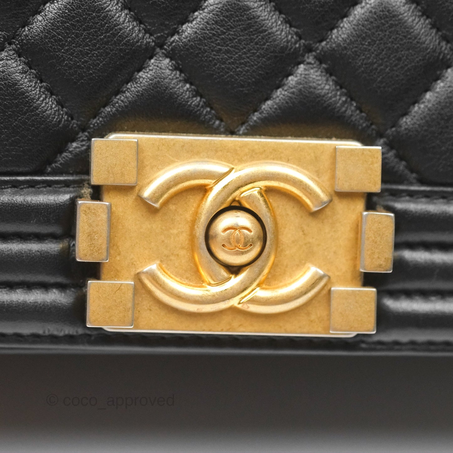 Chanel Small Boy Black Calfskin Aged Gold Hardware