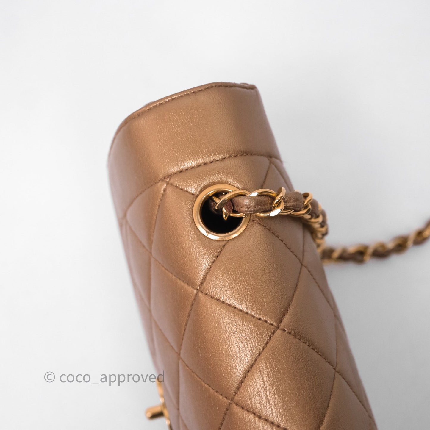 Chanel Vintage Small Quilted Classic Diana Flap Bag Gold Lambskin 24K Gold Hardware