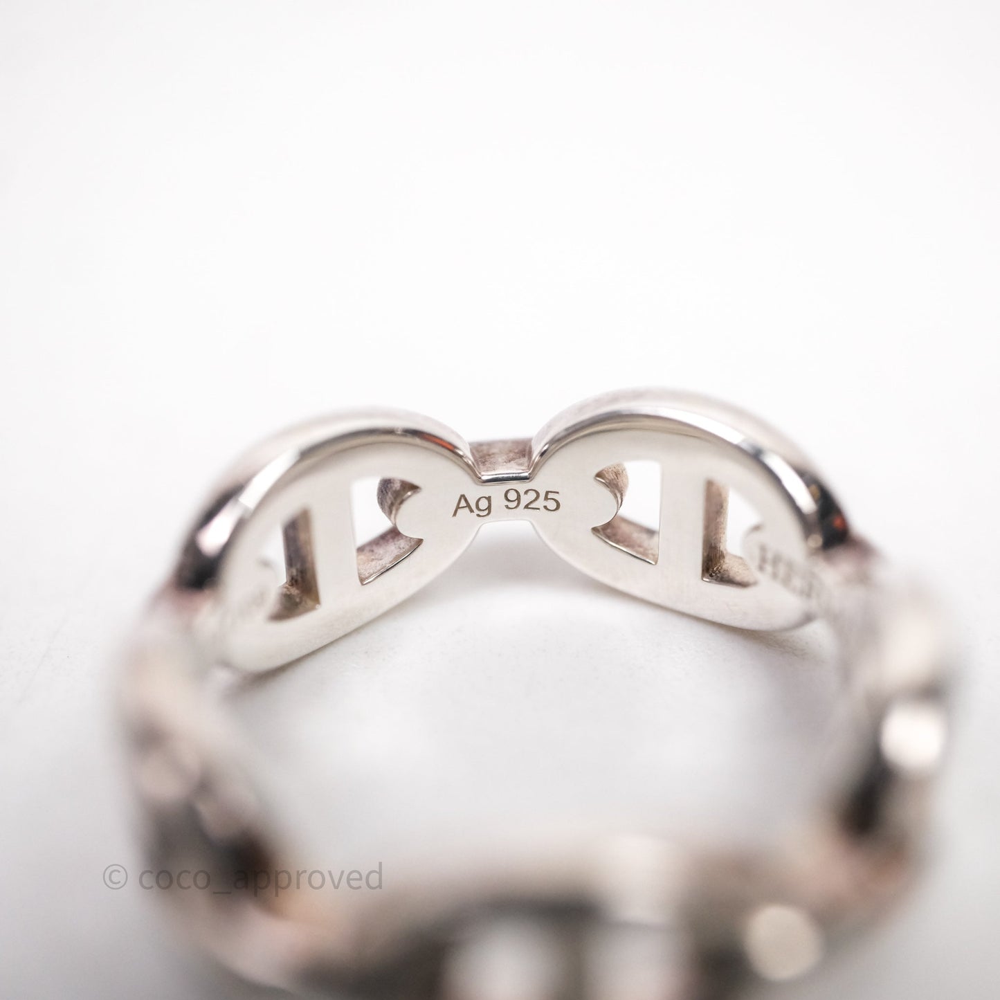 Hermès Sterling Silver PM Chaine d'Ancre Enchainee Band Ring Size 53