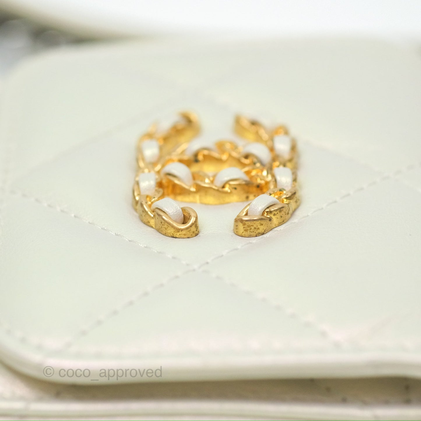 Chanel 19 Phone Holder Iridescent Ivory Mixed Hardware