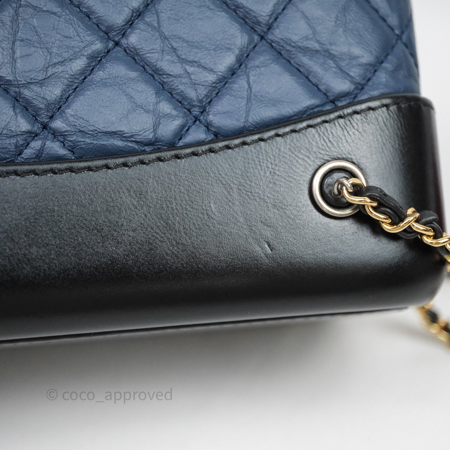 Chanel Small Gabrielle Backpack Quilted Navy Black Aged Calfskin
