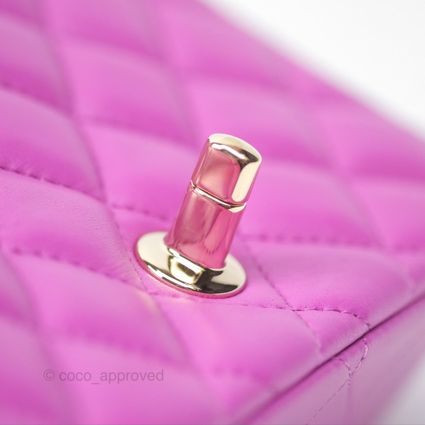 Chanel Mini Square Flap Quilted Purple Lambskin Gold Hardware
