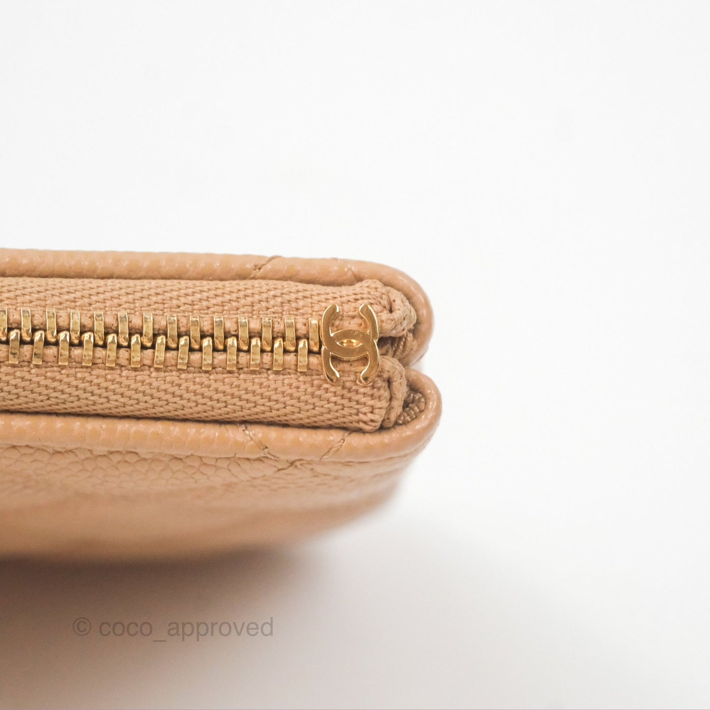 Chanel Quilted Mini O Case Beige Caviar Gold Hardware