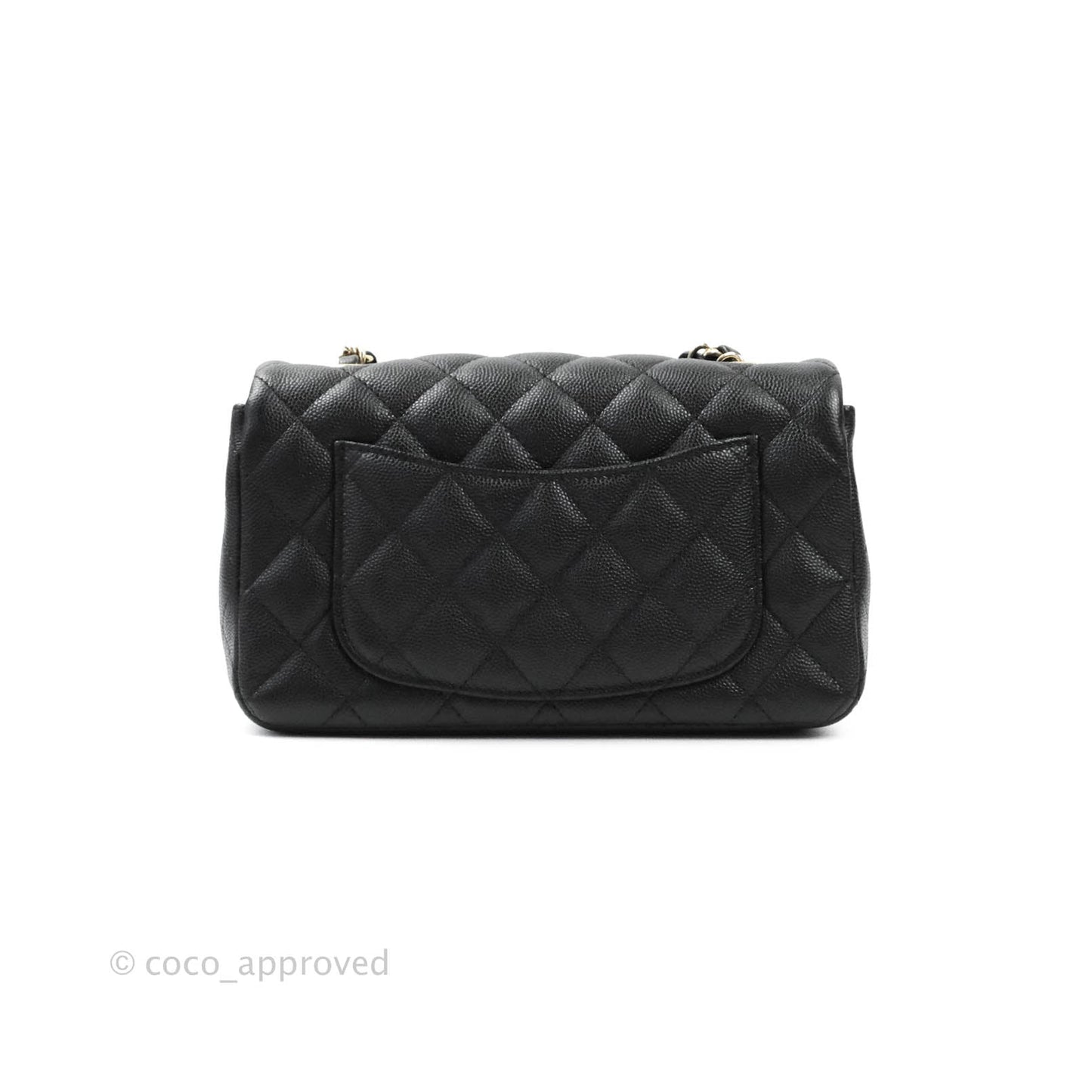 Chanel Classic Quilted Mini Rectangular Flap Black Caviar Gold Hardware 18B