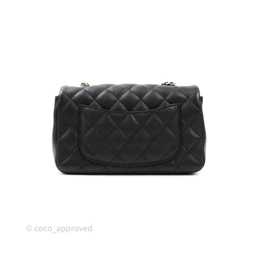 Chanel Classic Quilted Mini Rectangular Flap Black Caviar Gold Hardware 18B