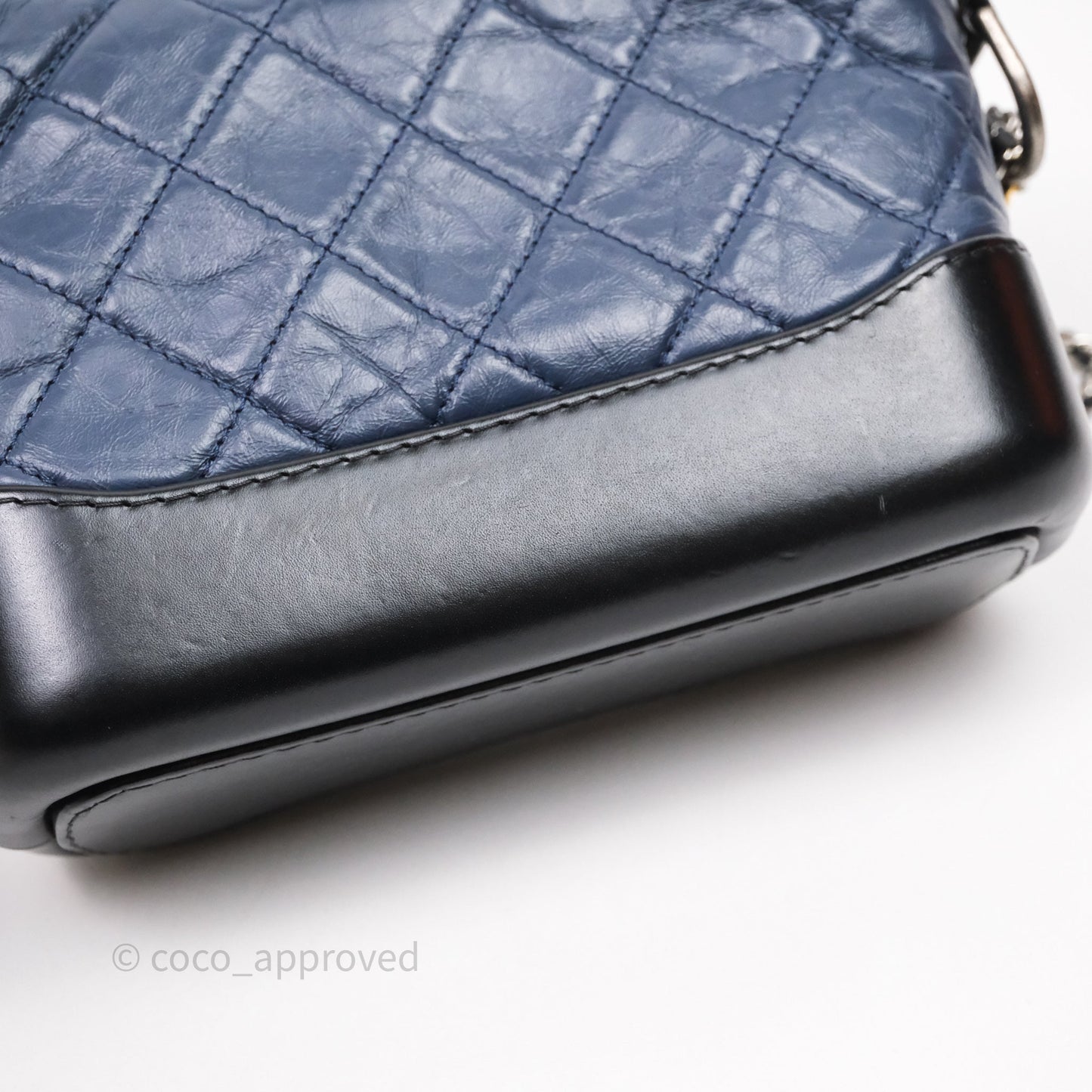 Chanel Quilted Small Gabrielle Hobo Navy Black Aged Calfskin Mixed Hardware