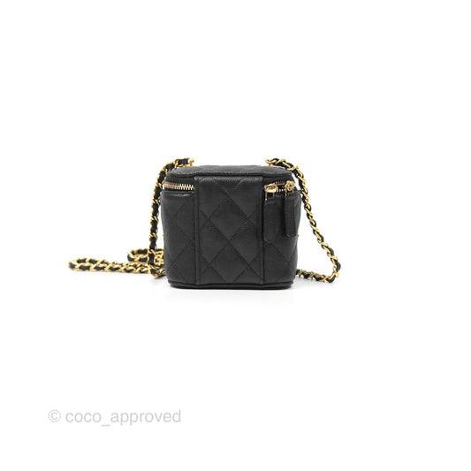 Chanel Mini Poker Vanity With Chain Black Caviar Gold Hardware