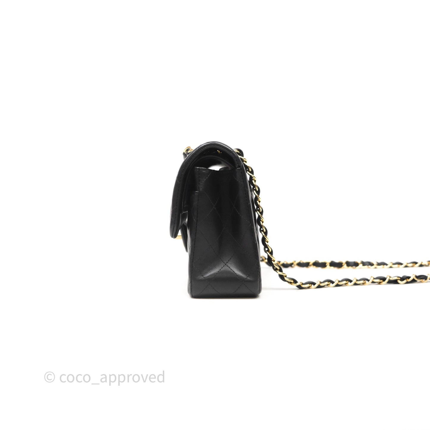 Chanel Small Classic Flap Quilted Black Lambskin Gold Hardware