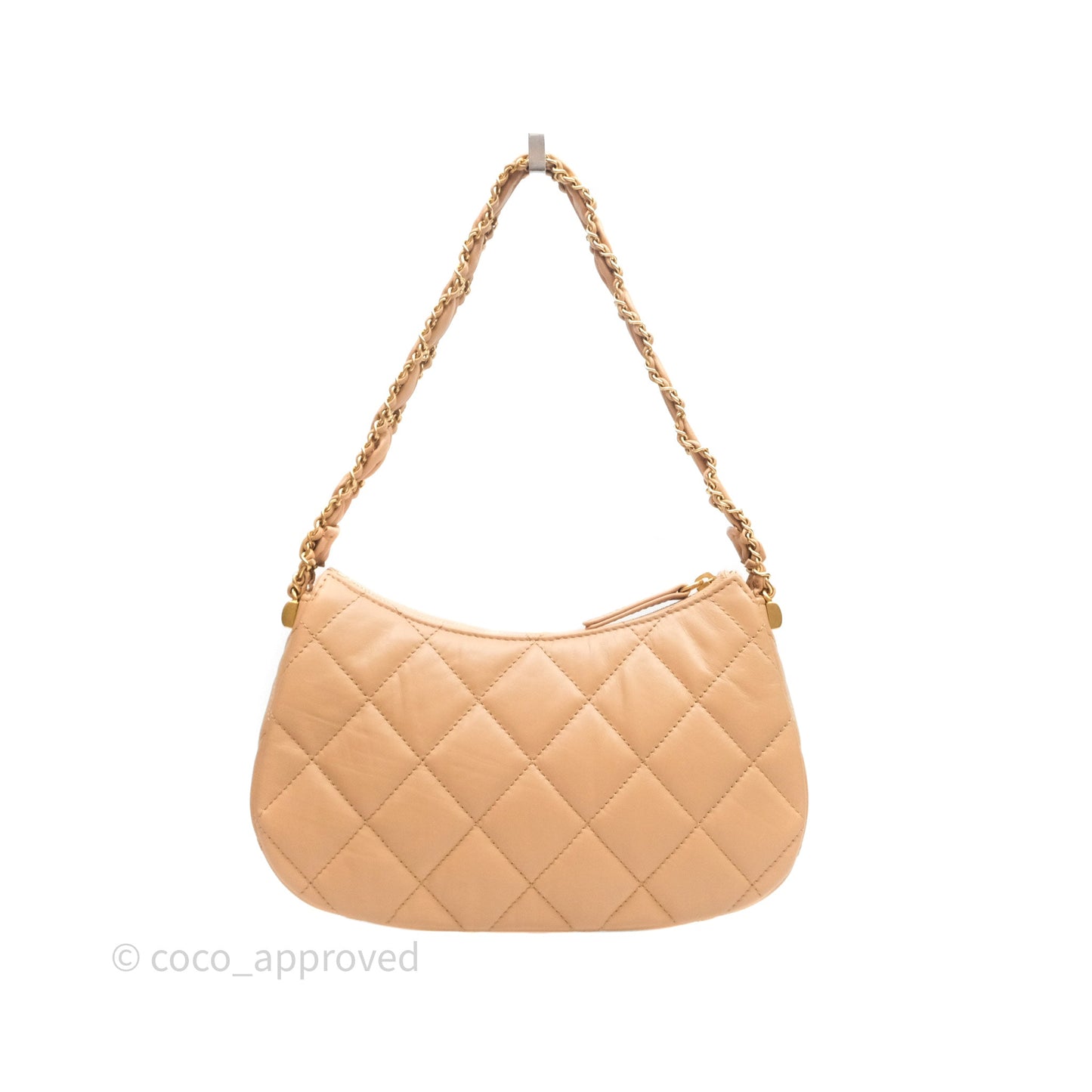 Chanel Large Hobo Bag Beige Aged Calfskin Aged Gold Hardware 23K
