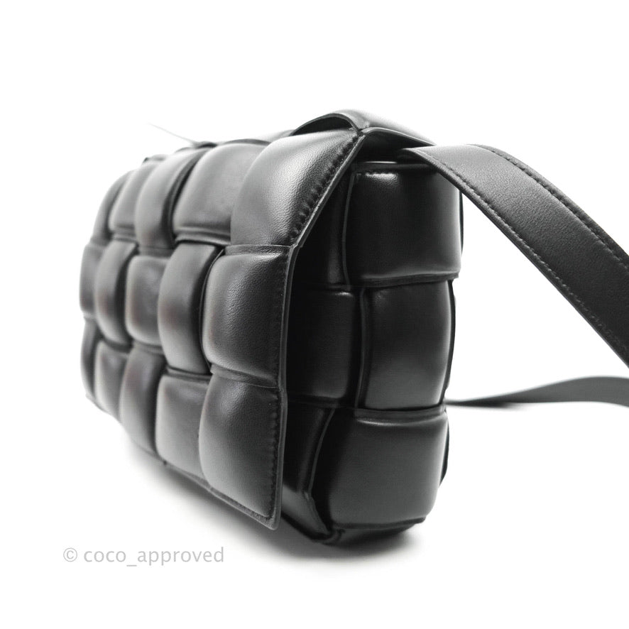 Bottega Veneta Padded Cassette Shoulder Bag Intrecciato Black Lambskin Gold Hardware