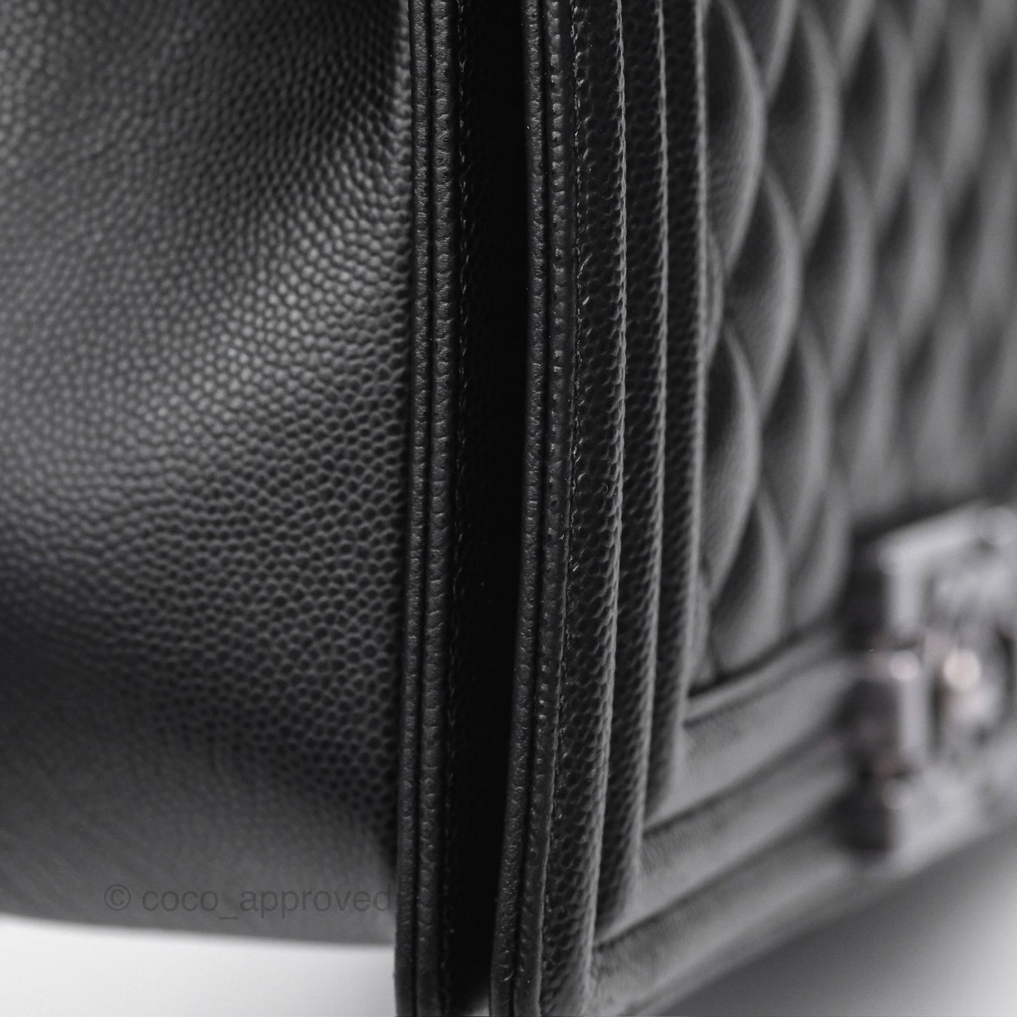 Chanel Medium Boy Quilted Black Caviar Ruthenium Hardware