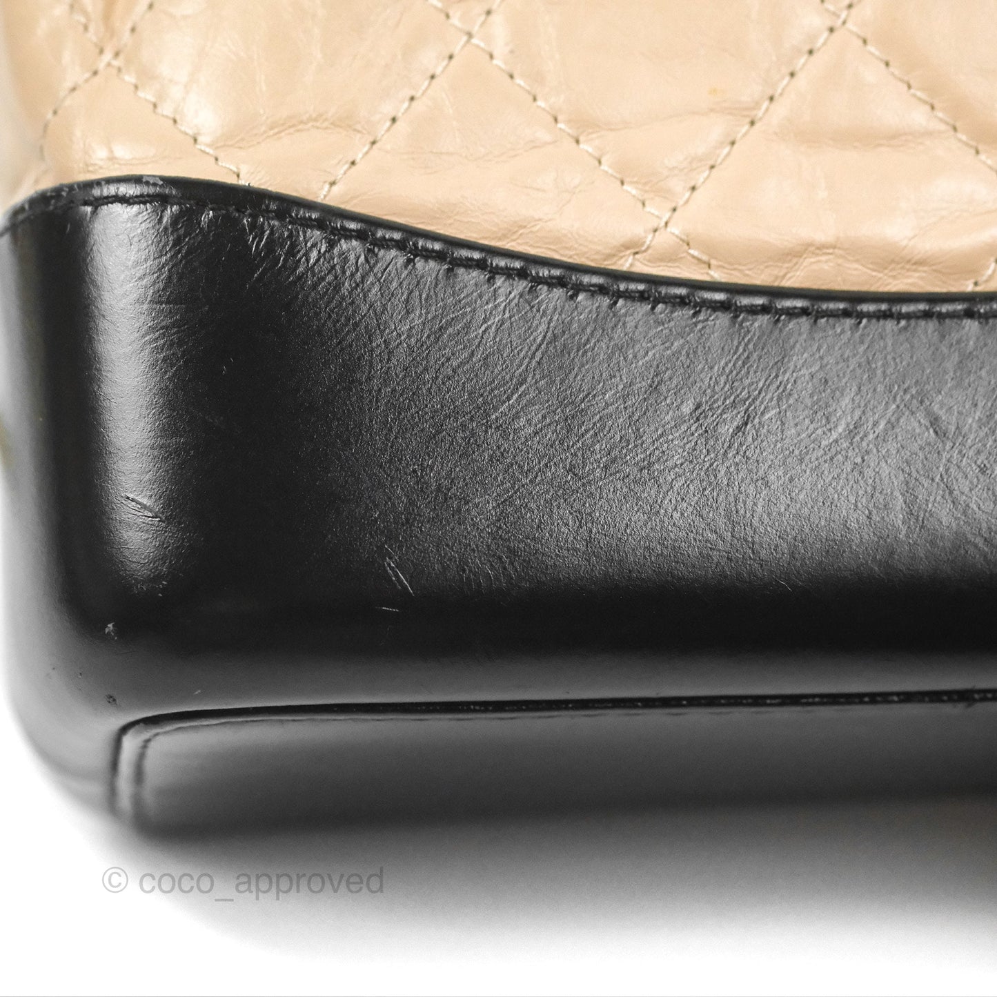 Chanel Small Gabrielle Backpack Beige Black Aged Calfskin
