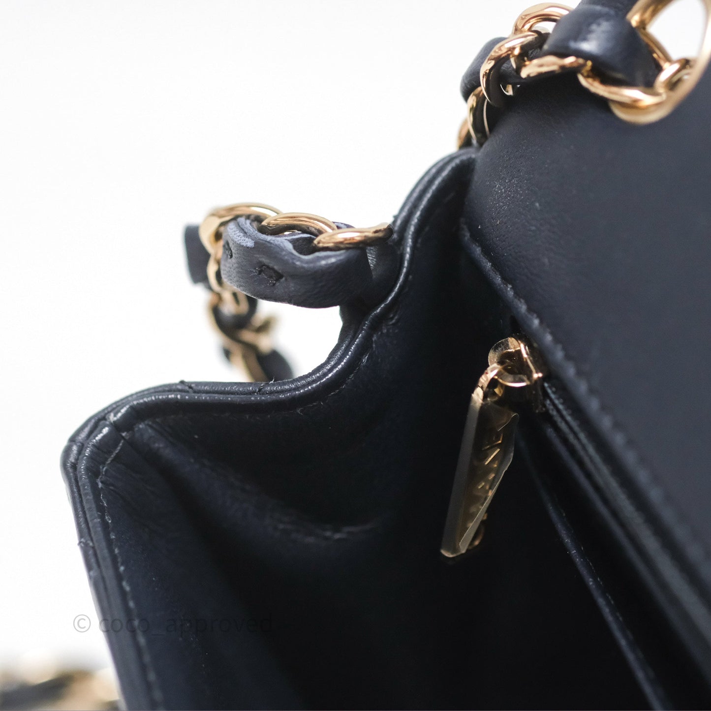 Chanel Mini Square Flap Quilted Navy Lambskin Gold Hardware