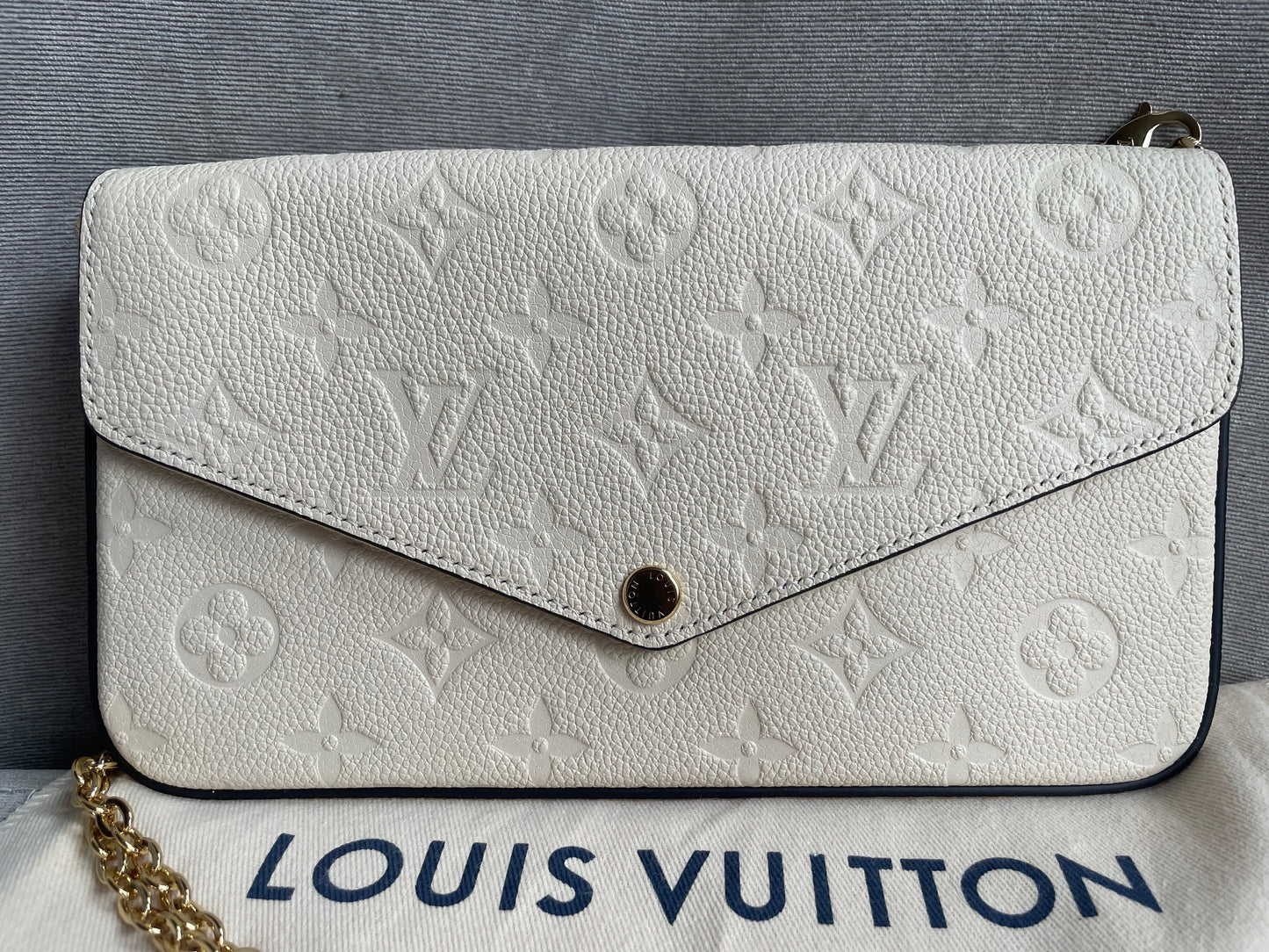 Louis Vuitton Felicie Pochette Cream Empreinte Monogram (RRP £1160)