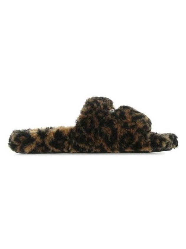 Luxury Balenciaga Leopard Pattern Fake Fur Slide Slippers