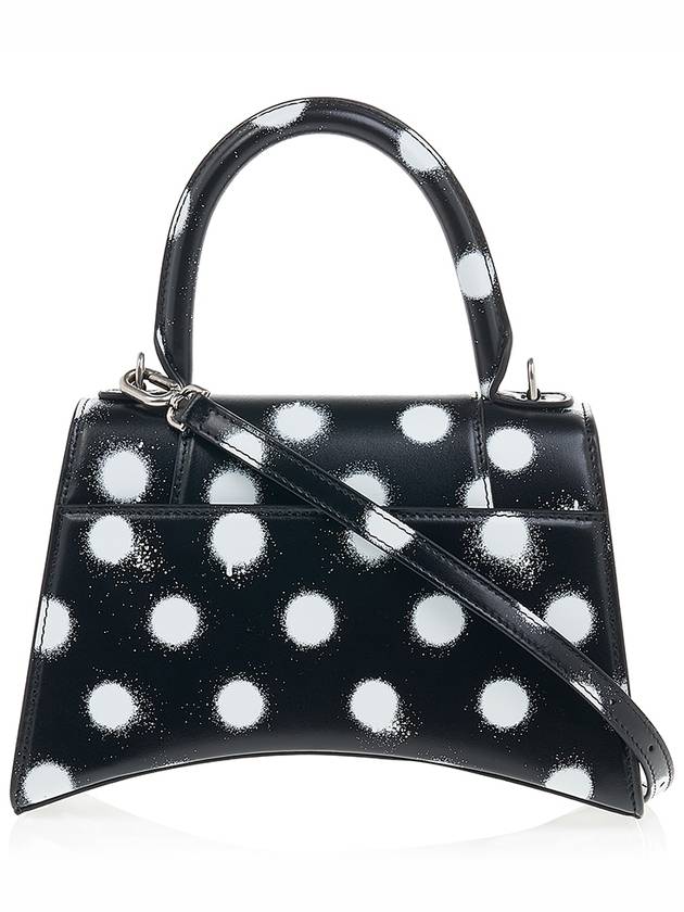 Luxury Balenciaga Hourglass Small Polka Dot Leather Tote Bag Black