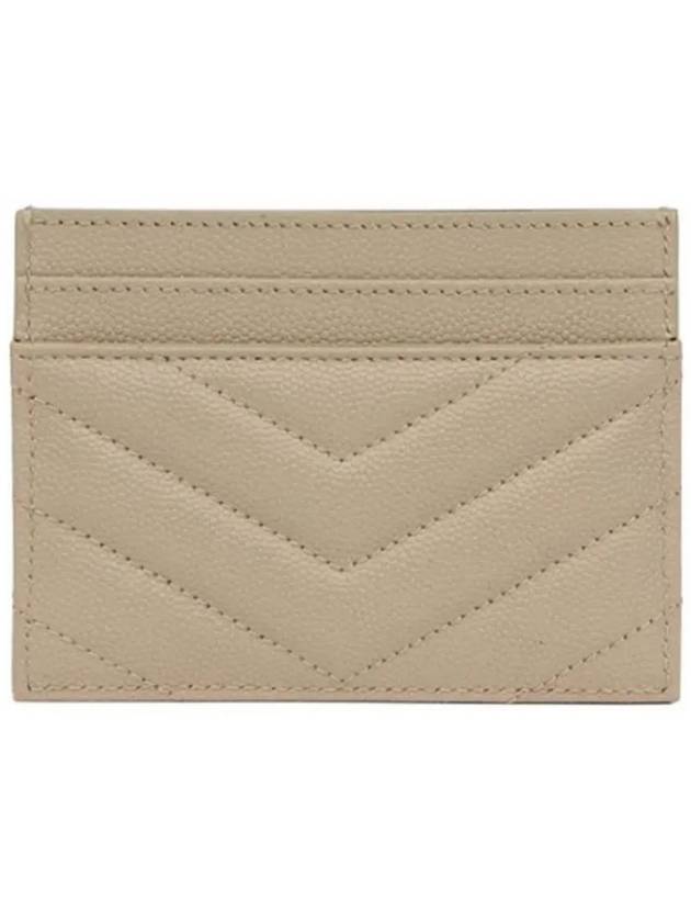 Luxury Saint Laurent Gold Hardware Matelasse Caviar Leather Card Wallet Dark Beige