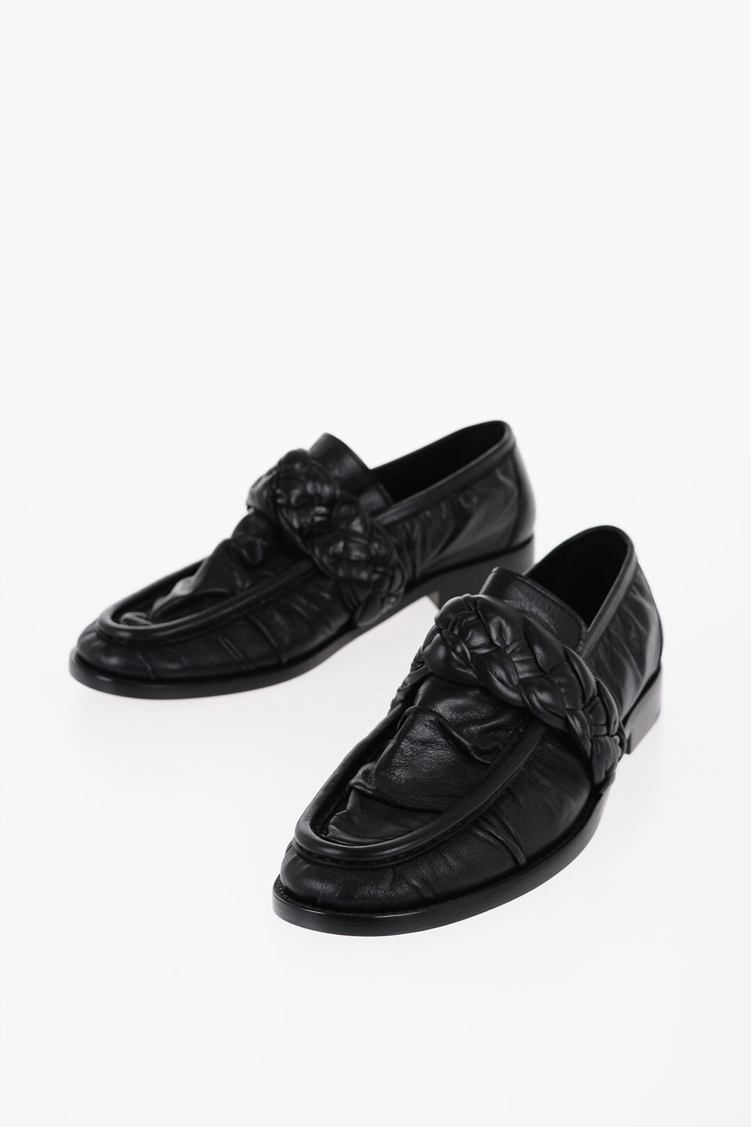 Luxury Bottega Veneta Soft Leather Astraire Loafers With Braided Detail