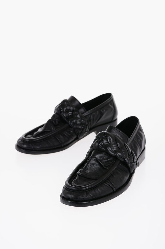 Luxury Bottega Veneta Soft Leather Astraire Loafers With Braided Detail