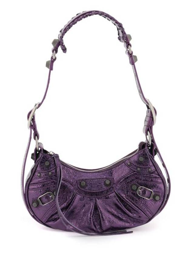 Luxury Balenciaga Metallic Le Cagol XS Lambskin Shoulder Bag Purple
