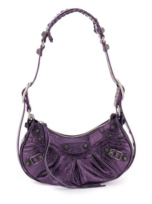 Luxury Balenciaga Metallic Le Cagol XS Lambskin Shoulder Bag Purple