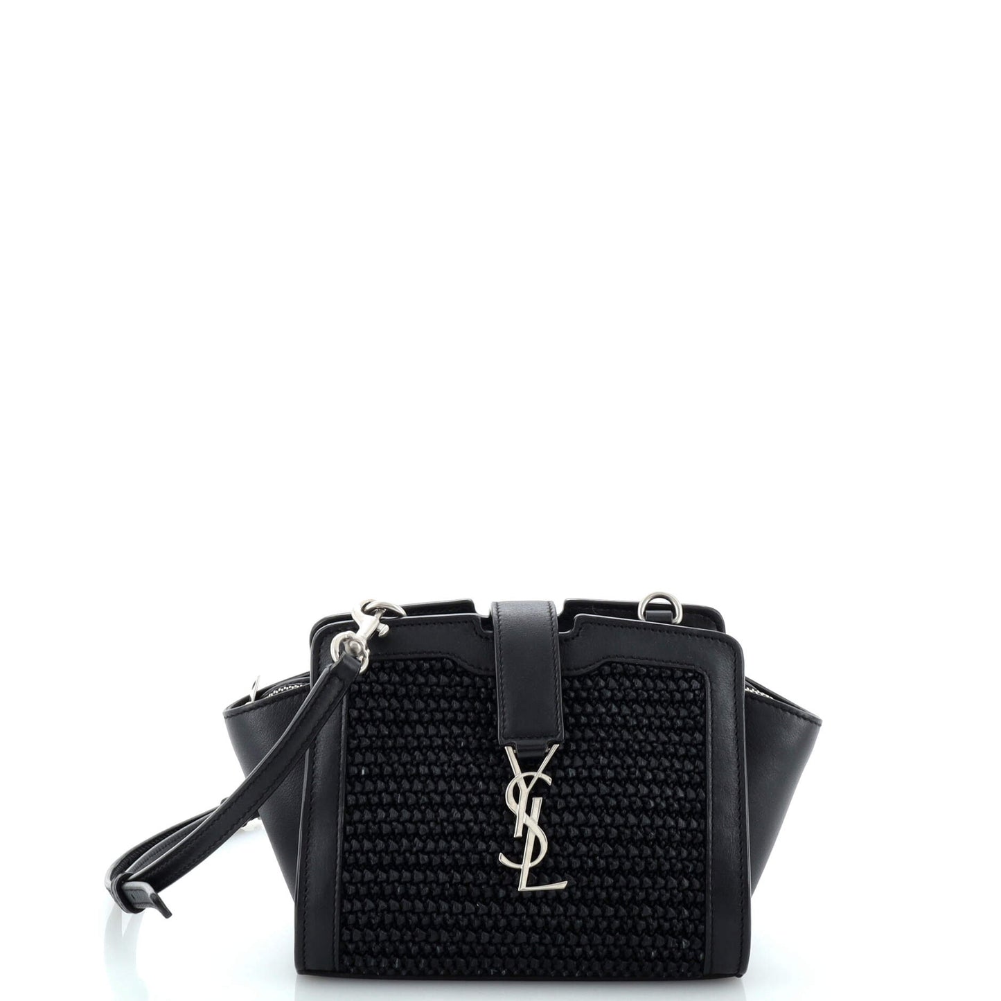 Luxury Saint Laurent Monogram Cabas Downtown Raffia and Leather Toy