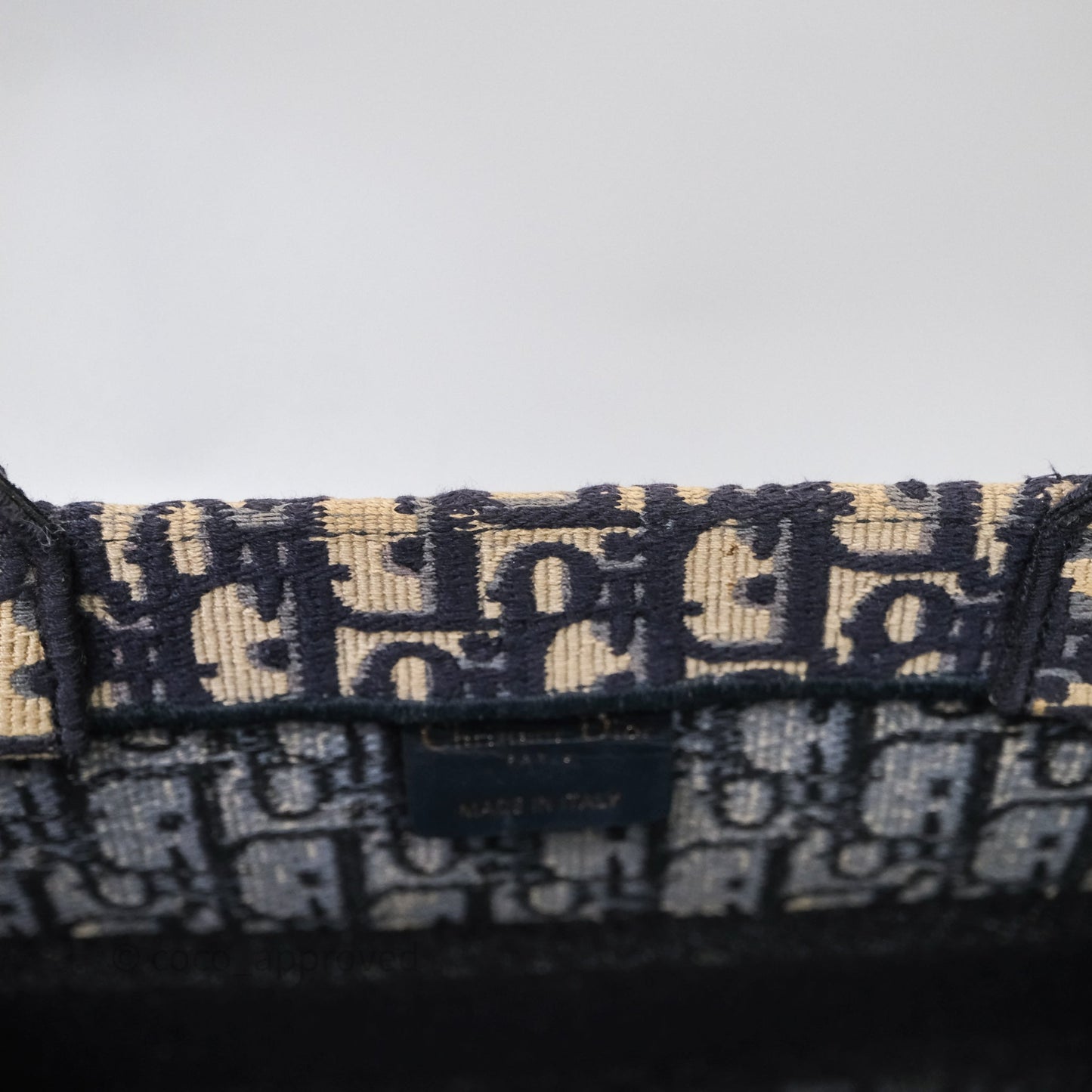 Christian Dior Medium Blue (Old Small) Dior Oblique Embroidery Canvas Book Tote