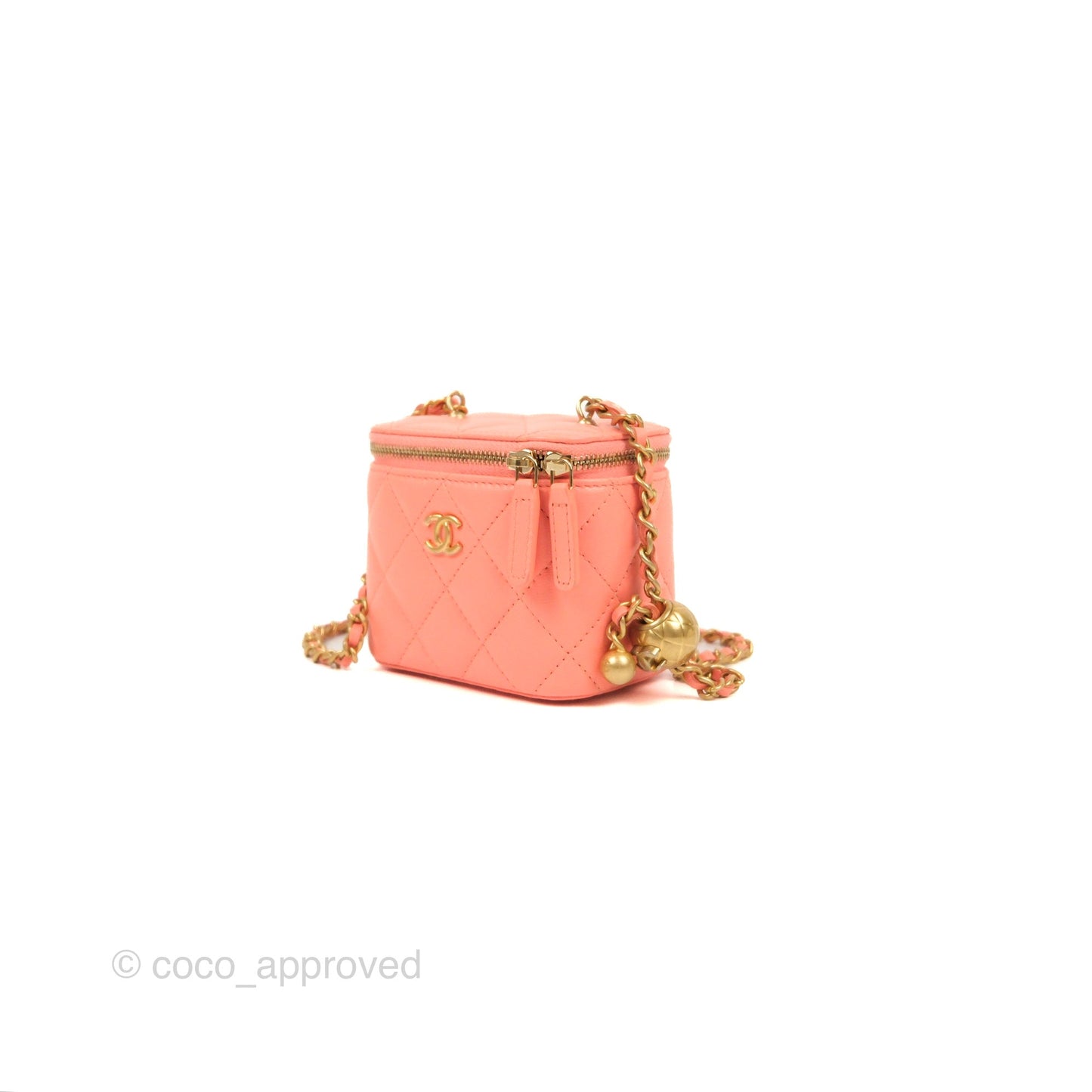 Chanel Mini Pearl Crush Vanity With Chain Orange Clair Gold Hardware