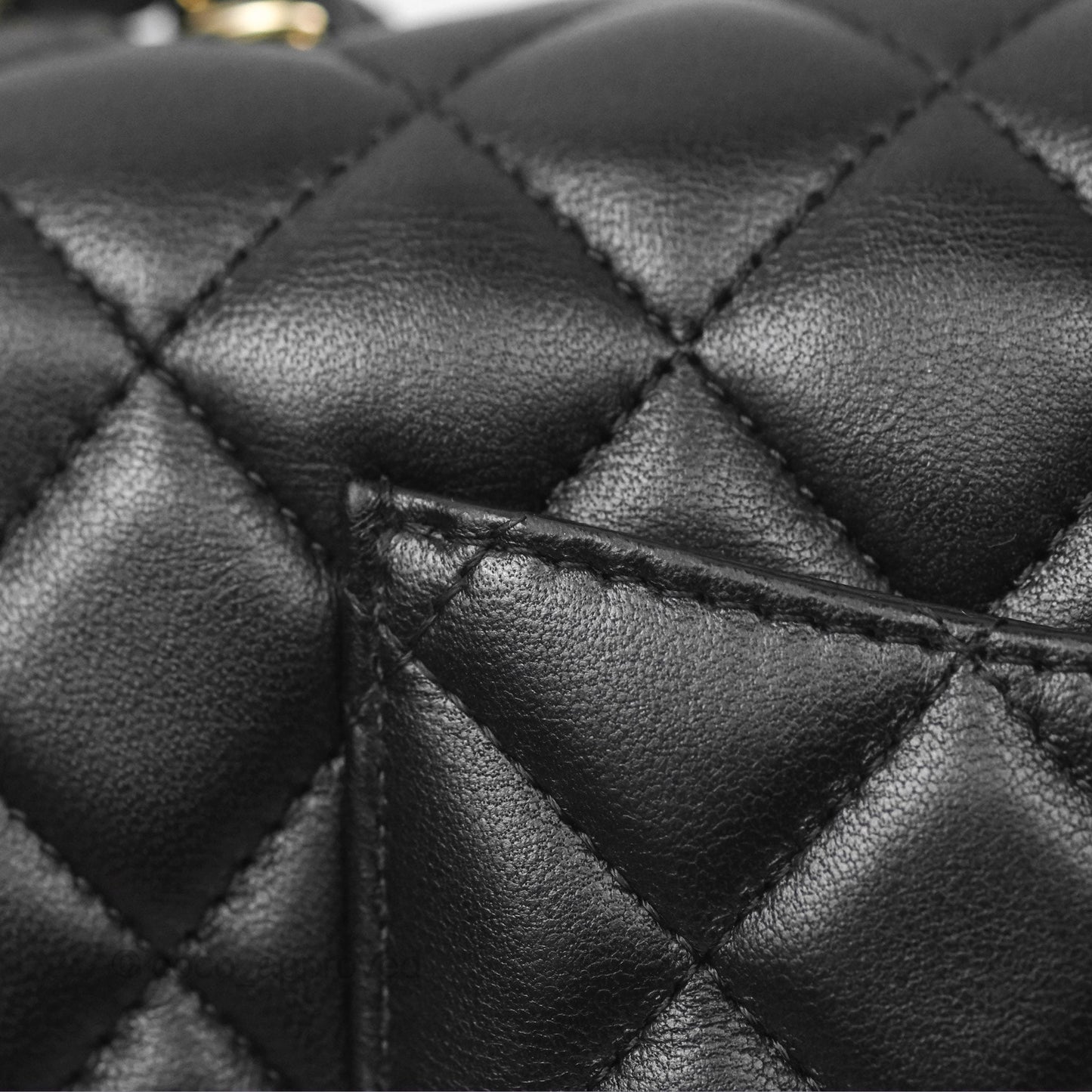 Chanel Mini Rectangular Quilted Black Lambskin Gold Hardware